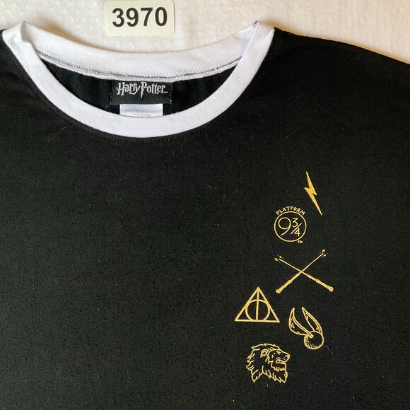 Jerry Leigh Women T-shirt size M Black Harry Potter Short Sleeve Cute Symbols - Picture 5 of 7
